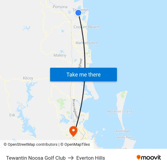 Tewantin Noosa Golf Club to Everton Hills map