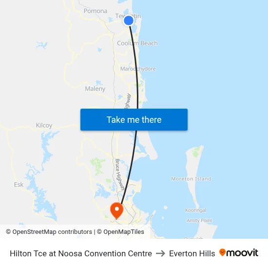Hilton Tce at Noosa Convention Centre to Everton Hills map