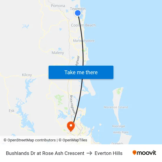 Bushlands Dr at Rose Ash Crescent to Everton Hills map