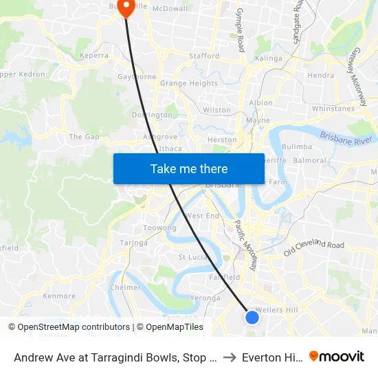 Andrew Ave at Tarragindi Bowls, Stop 38a to Everton Hills map