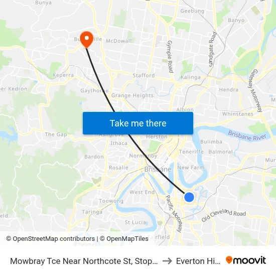 Mowbray Tce Near Northcote St, Stop 13 to Everton Hills map
