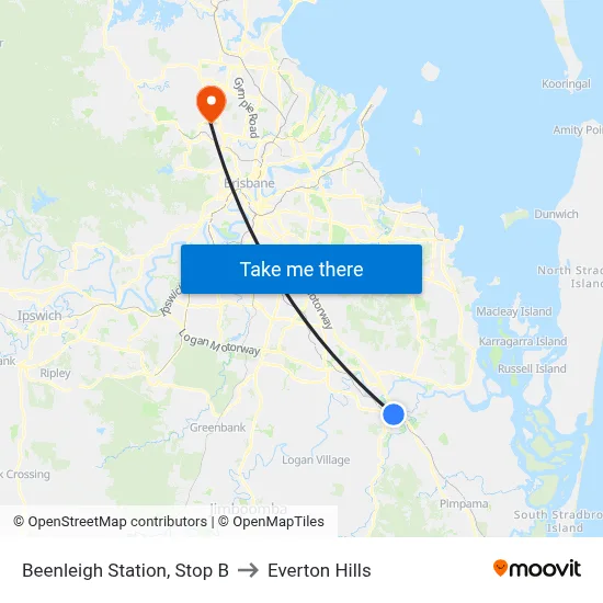 Beenleigh Station, Stop B to Everton Hills map