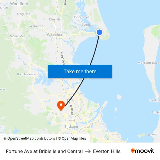 Fortune Ave at Bribie Island Central to Everton Hills map