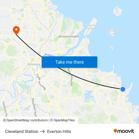 Cleveland Station to Everton Hills map