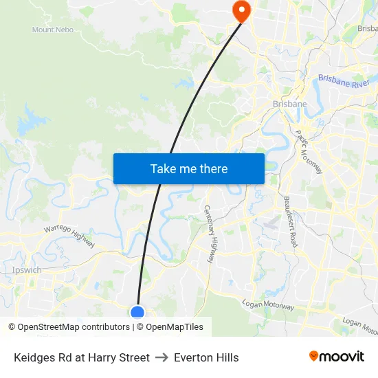 Keidges Rd at Harry Street to Everton Hills map