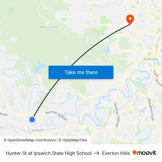 Hunter St at Ipswich State High School to Everton Hills map