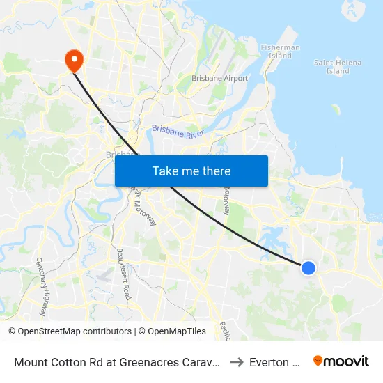 Mount Cotton Rd at Greenacres Caravan Park to Everton Hills map