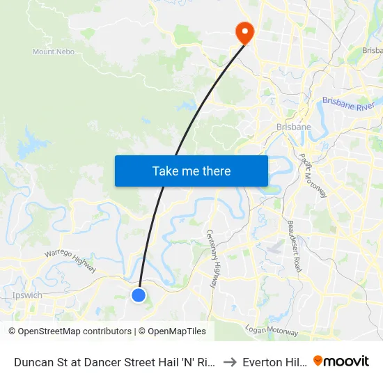 Duncan St at Dancer Street Hail 'N' Ride to Everton Hills map