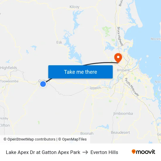 Lake Apex Dr at Gatton Apex Park to Everton Hills map