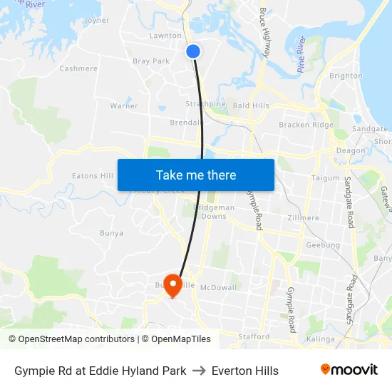 Gympie Rd at Eddie Hyland Park to Everton Hills map