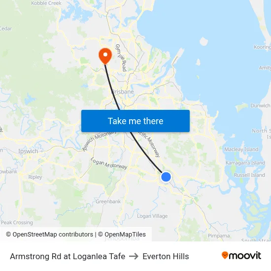 Armstrong Rd at Loganlea Tafe to Everton Hills map