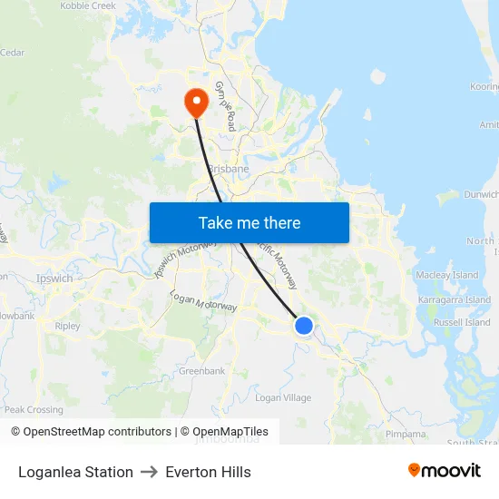 Loganlea Station to Everton Hills map