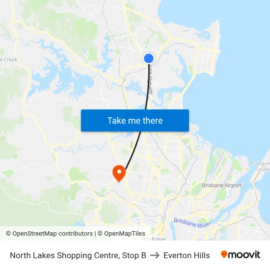 North Lakes Shopping Centre, Stop B to Everton Hills map