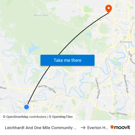 Leichhardt And One Mile Community Centre to Everton Hills map