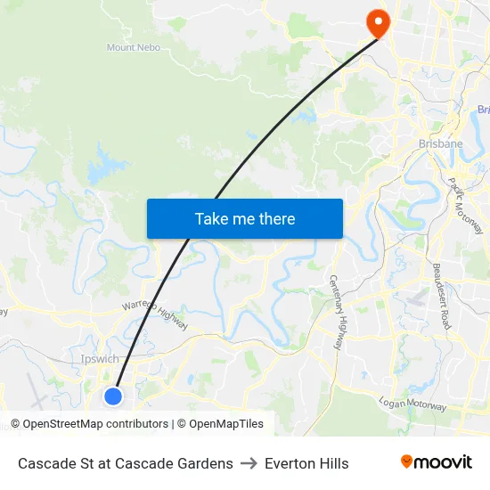 Cascade St at Cascade Gardens to Everton Hills map