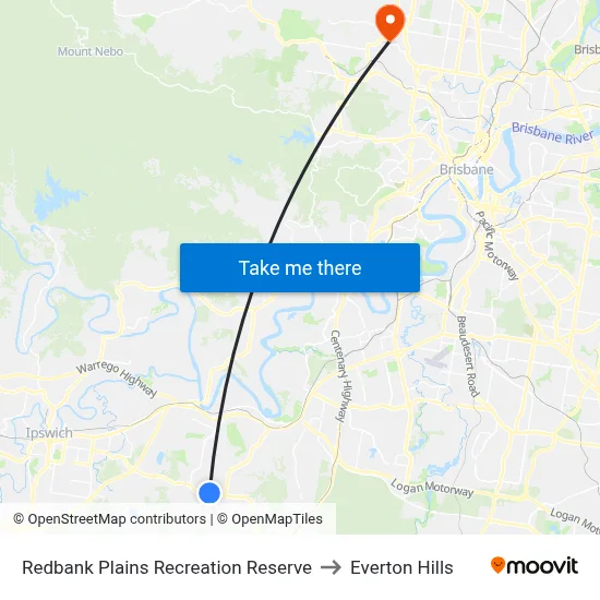 Redbank Plains Recreation Reserve to Everton Hills map