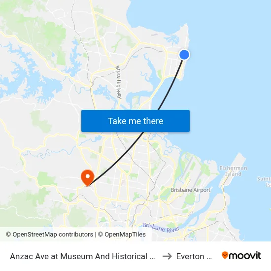 Anzac Ave at Museum And Historical Society to Everton Hills map