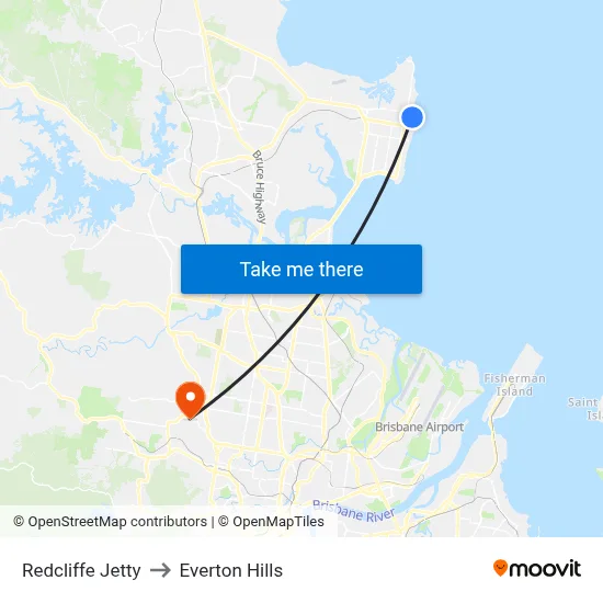 Redcliffe Jetty to Everton Hills map