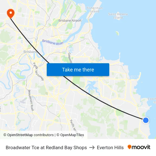 Broadwater Tce at Redland Bay Shops to Everton Hills map