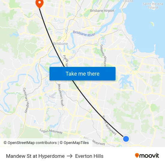 Mandew St at Hyperdome to Everton Hills map