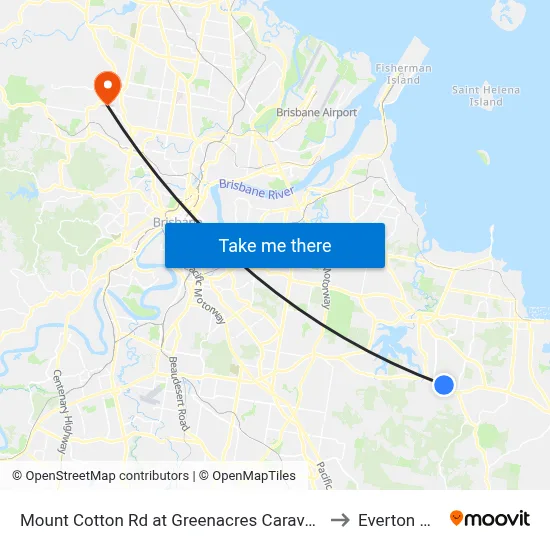 Mount Cotton Rd at Greenacres Caravan Park to Everton Hills map