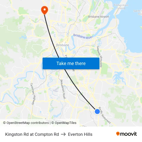 Kingston Rd at Compton Rd to Everton Hills map