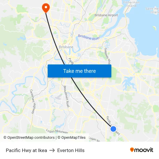 Pacific Hwy at Ikea to Everton Hills map
