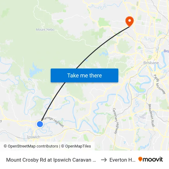 Mount Crosby Rd at Ipswich Caravan Village to Everton Hills map