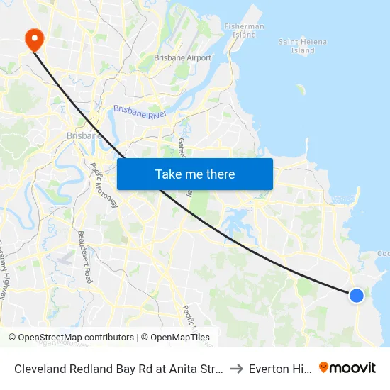 Cleveland Redland Bay Rd at Anita Street to Everton Hills map