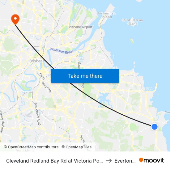 Cleveland Redland Bay Rd at Victoria Point High School to Everton Hills map