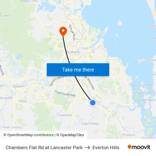 Chambers Flat Rd at Lancaster Park to Everton Hills map