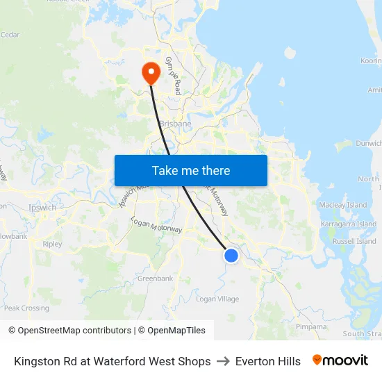Kingston Rd at Waterford West Shops to Everton Hills map