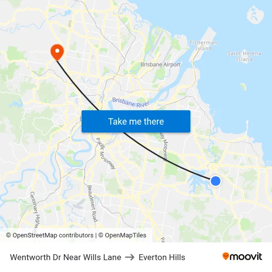Wentworth Dr Near Wills Lane to Everton Hills map