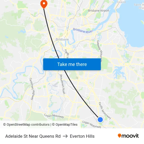 Adelaide St Near Queens Rd to Everton Hills map