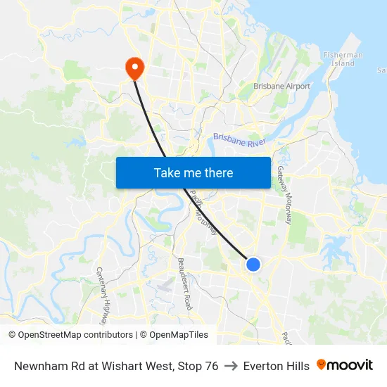 Newnham Rd at Wishart West, Stop 76 to Everton Hills map