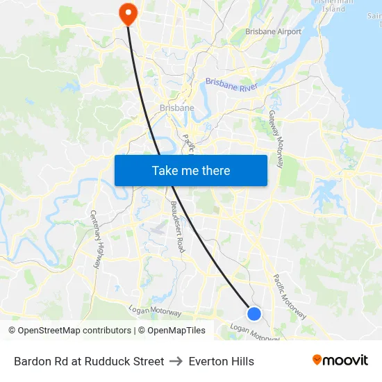Bardon Rd at Rudduck Street to Everton Hills map