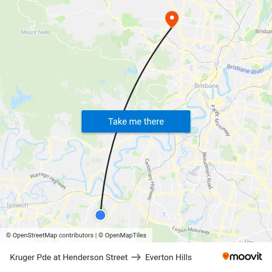 Kruger Pde at Henderson Street to Everton Hills map
