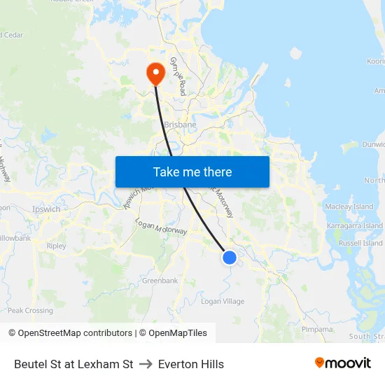 Beutel St at Lexham St to Everton Hills map
