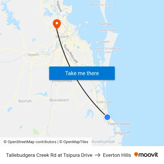 Tallebudgera Creek Rd at Tsipura Drive to Everton Hills map