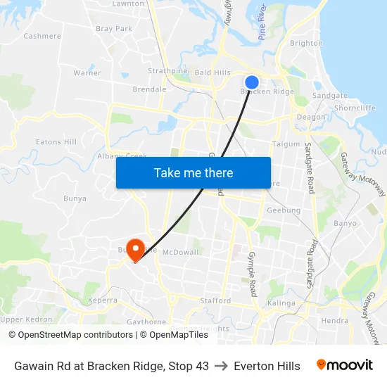 Gawain Rd at Bracken Ridge, Stop 43 to Everton Hills map