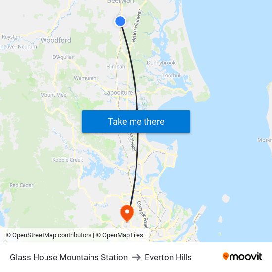 Glass House Mountains Station to Everton Hills map