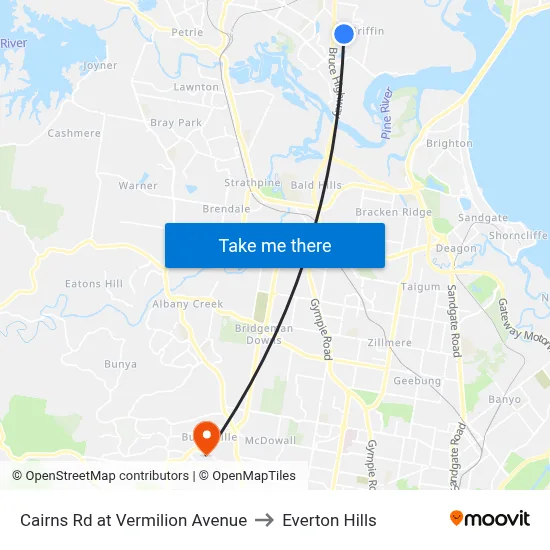 Cairns Rd at Vermilion Avenue to Everton Hills map