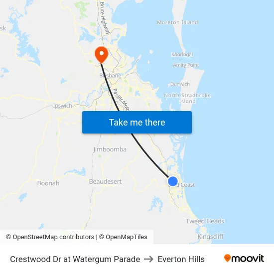 Crestwood Dr at Watergum Parade to Everton Hills map