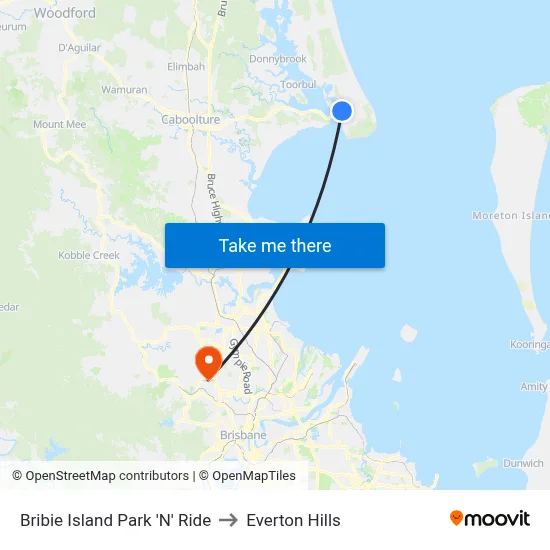 Bribie Island Park 'N' Ride to Everton Hills map