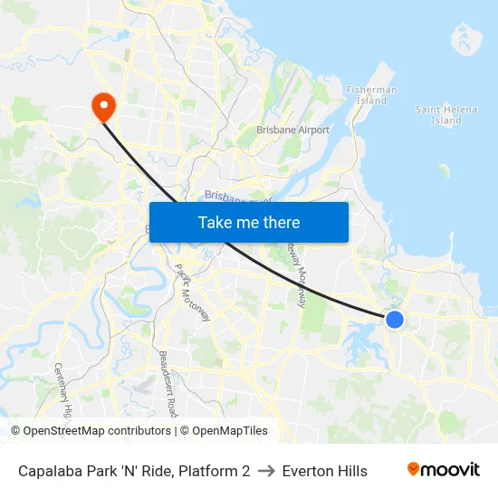 Capalaba Park 'N' Ride, Platform 2 to Everton Hills map