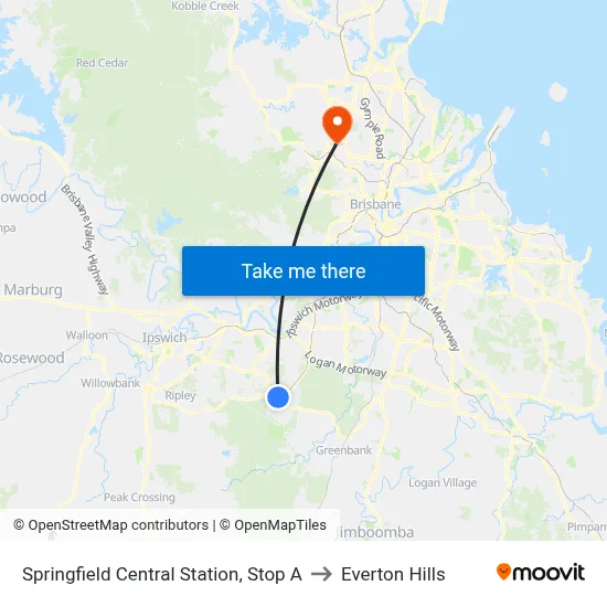 Springfield Central Station, Stop A to Everton Hills map