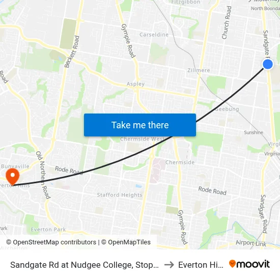 Sandgate Rd at Nudgee College, Stop 17 to Everton Hills map