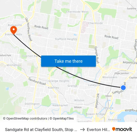 Sandgate Rd at Clayfield South, Stop 23 to Everton Hills map