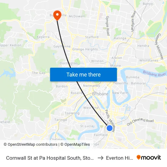 Cornwall St at Pa Hospital South, Stop 1 to Everton Hills map