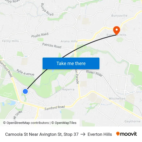 Camoola St Near Avington St, Stop 37 to Everton Hills map